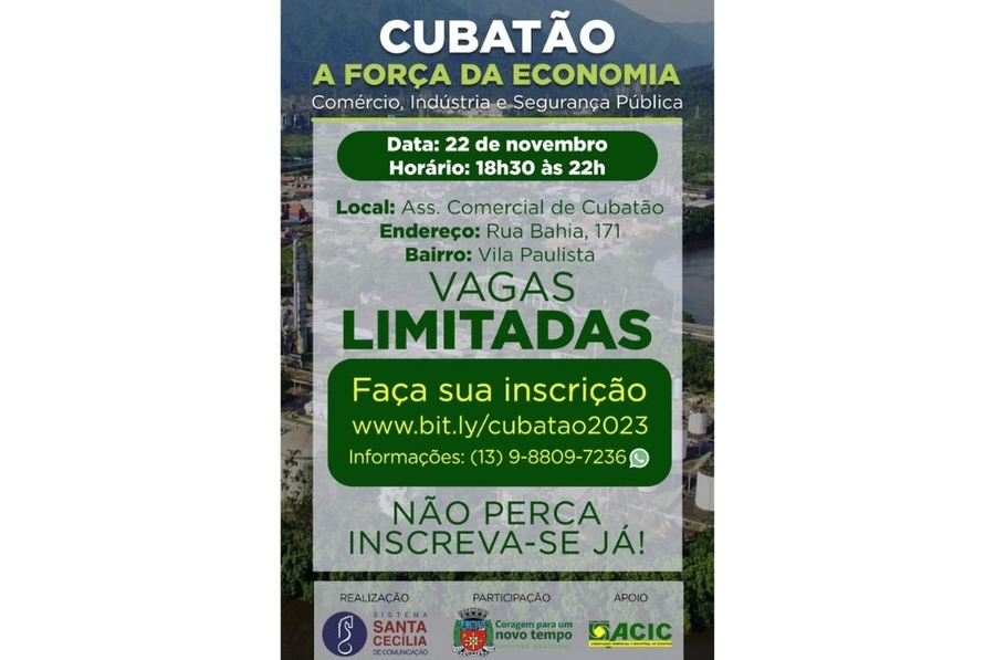 1º Fórum Cubatão, a força da Economia’ acontece nesta terça-feira (22)